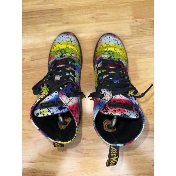 Dr Martens Hackney Airwair Paint Splatter Boots Shoes Multicolor Womens 8 Doc - Picture 6 of 10